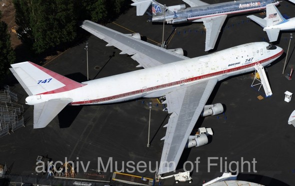 První B747 dnes v Seattle.Archiv Museum of Flight