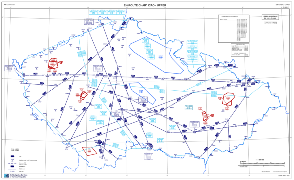Mapa vzdušného prostoru FL245A před 25.2. 2021